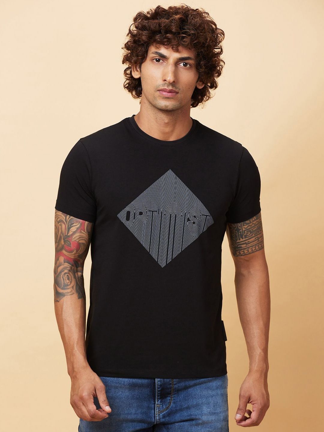 Being Human Men Printed Applique T-shirt