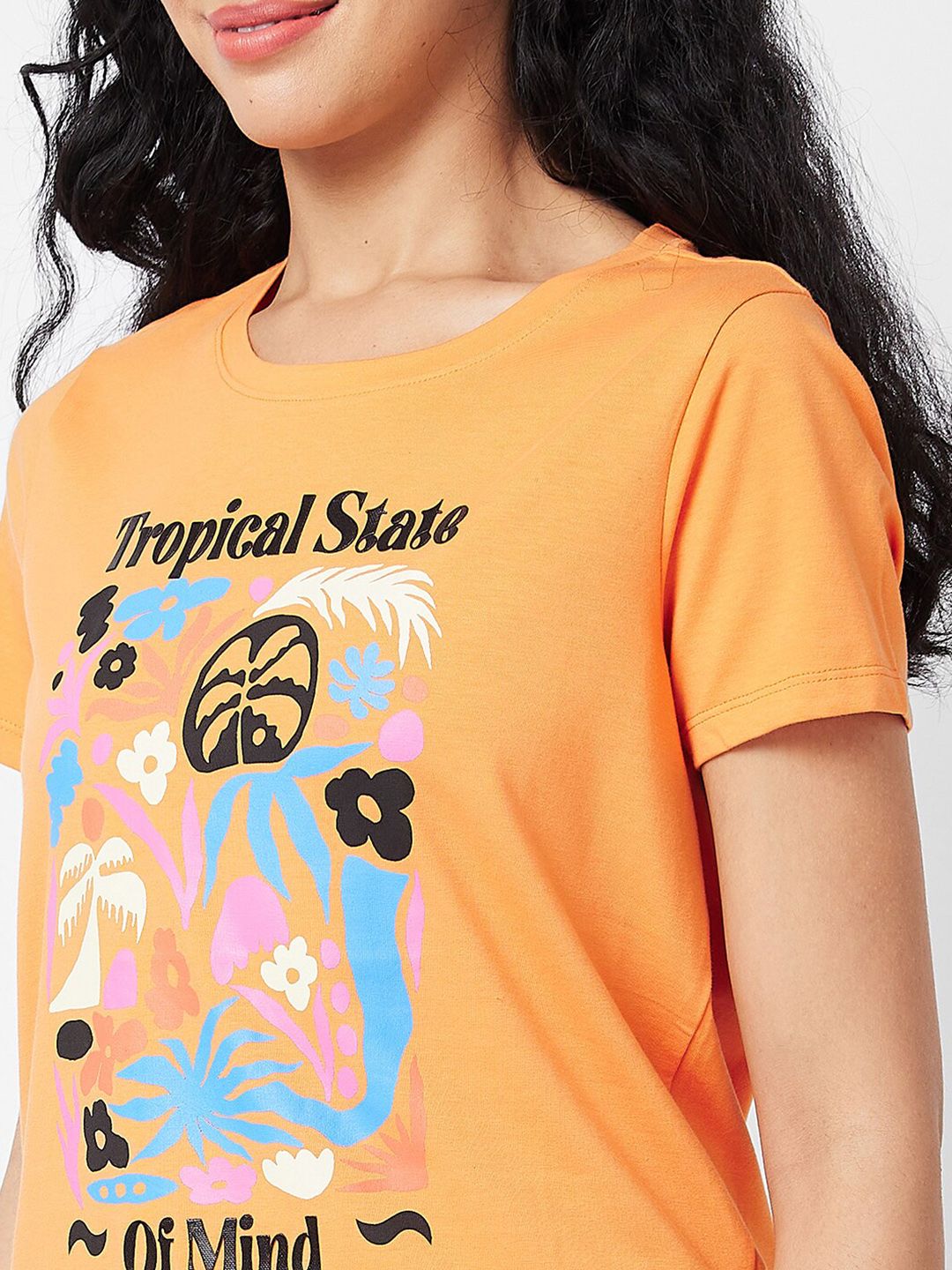 SPYKAR Typography Printed Round Neck Cotton T-shirt