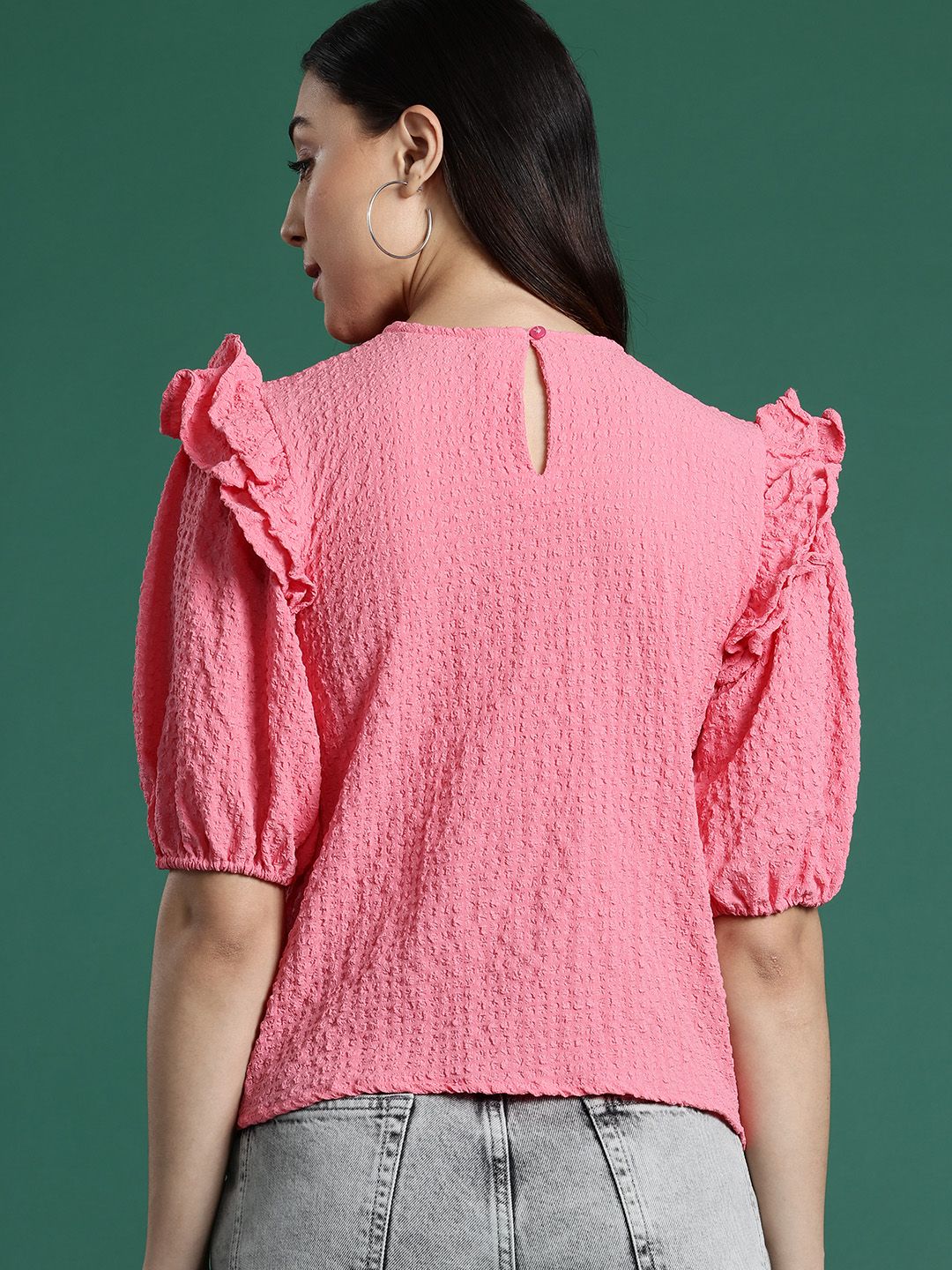 DressBerry Puff Sleeve Ruffles Top