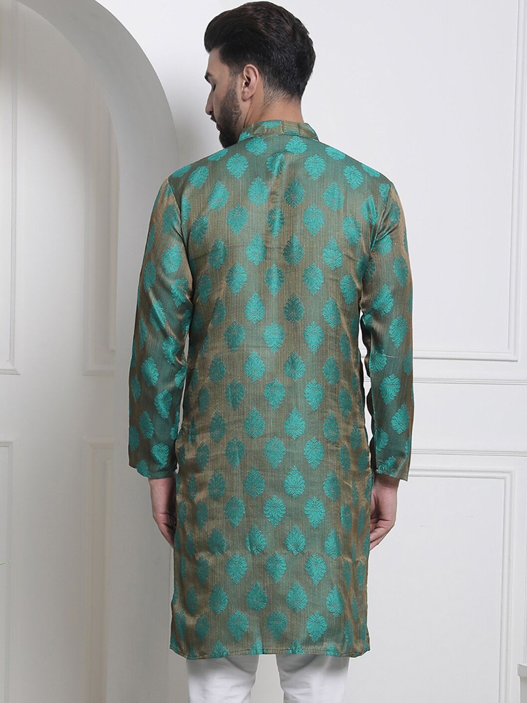 SOJANYA mandarin Kolar Motif Etnik Benang Kerja Kurta