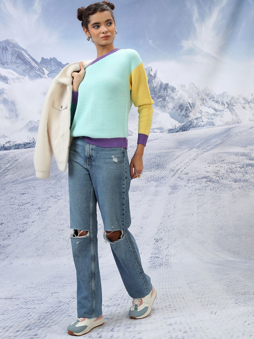 Tokyo Talkies Round Neck Acrylic Pullover