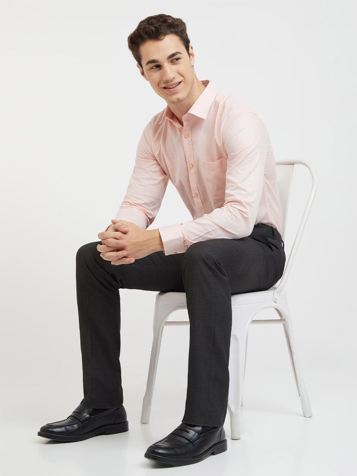 Raymond Pure Cotton Self Design Slim Fit Textured Formal Shirt