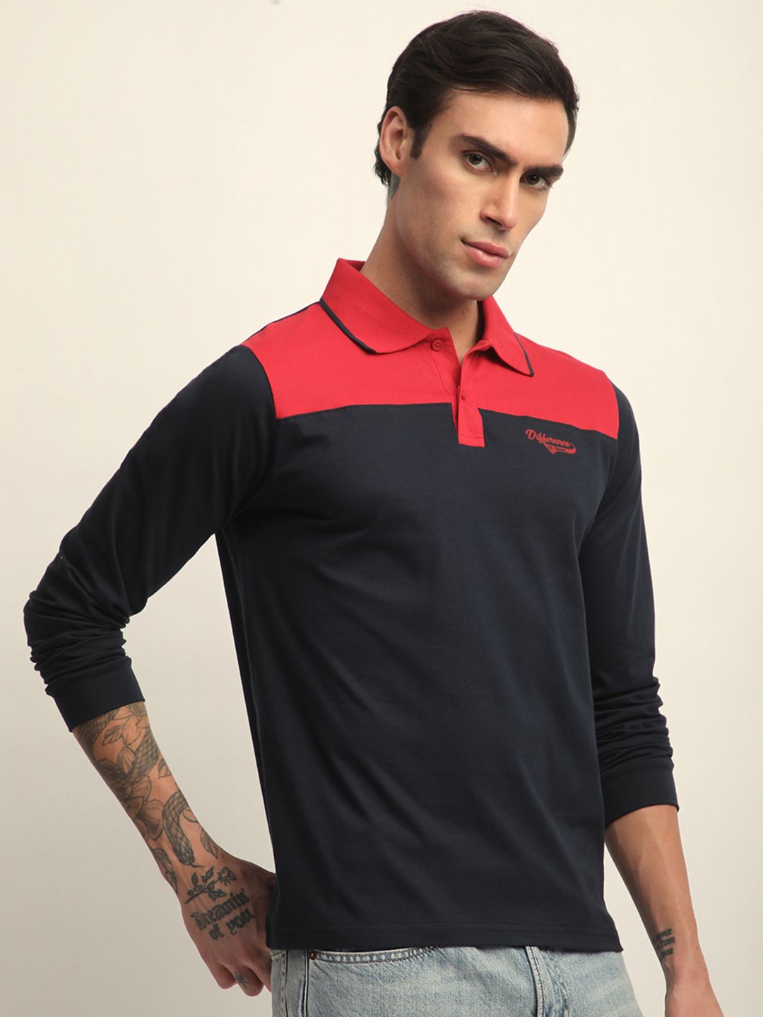 Difference Of Opinion Men Long Sleeve Regular Fit Polo Tshirt