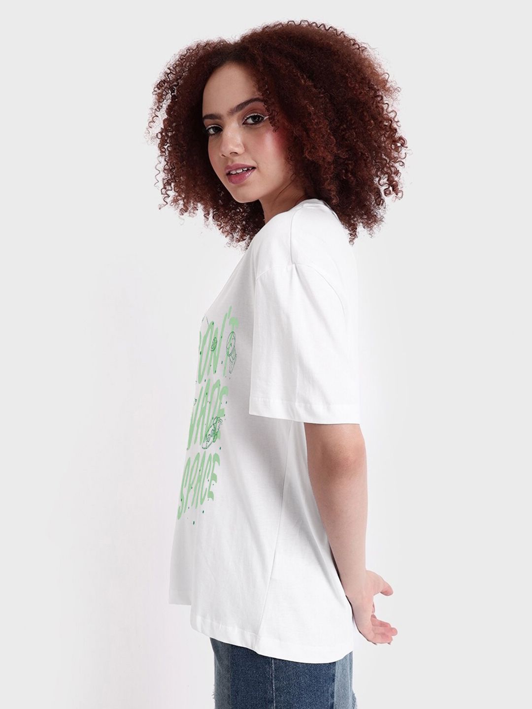 Bewakoof Printed Cotton Round Neck Oversized Casual T-shirt