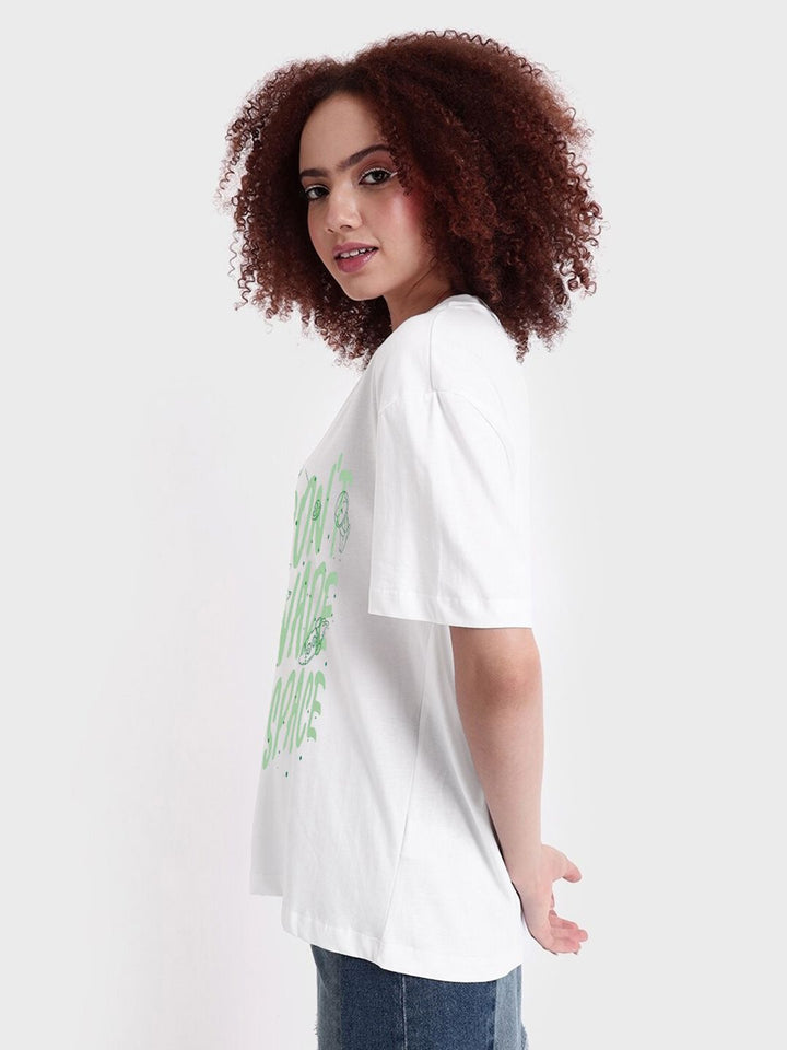 Bewakoof Printed Cotton Round Neck Oversized Casual T-shirt