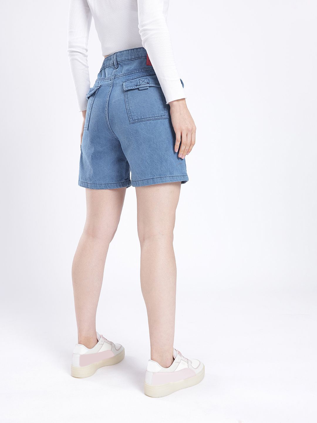 DressBerry Women Utility Touch Denim Cargo Shorts