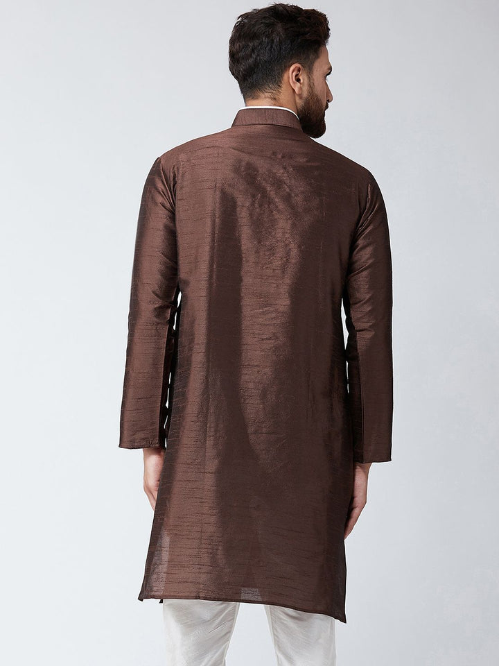 SOJANYA Lelaki Brown Solid Kurta Lurus