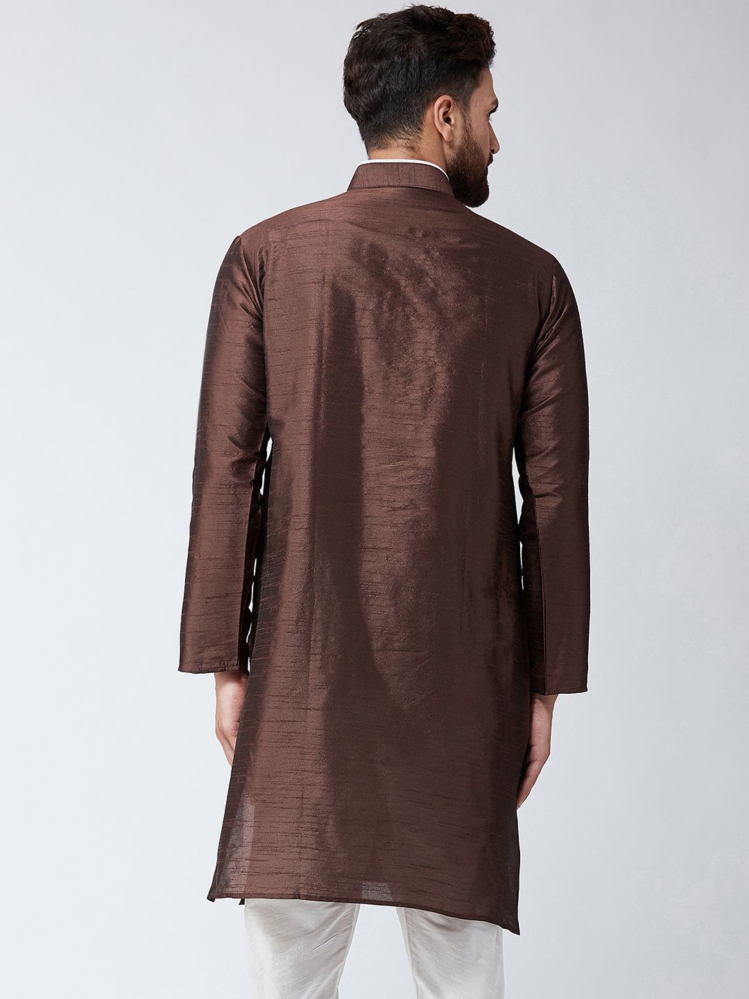 SOJANYA Lelaki Brown Solid Kurta Lurus