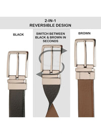 Teakwood Leathers Men Textured Leather Reversible Formal Belt