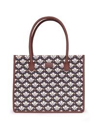 ZOUK Ethnic Motifs Printed Structured Jute Tote Bag