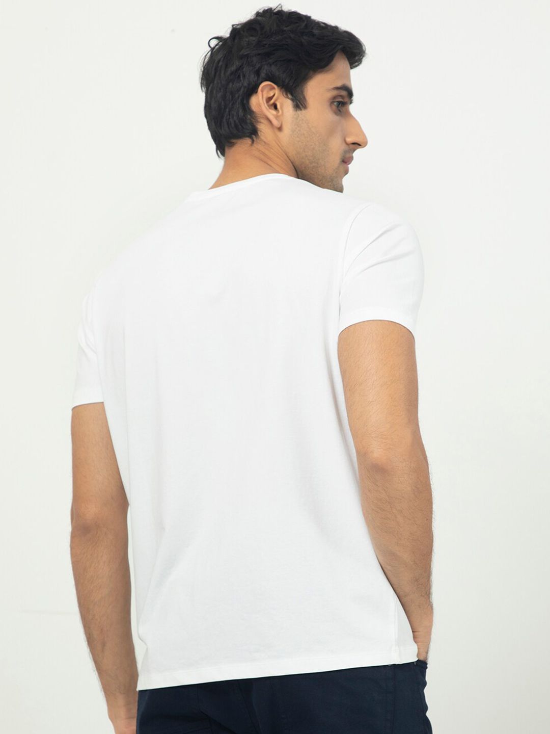RARE RABBIT Men Castel Round Neck Slim Fit Cotton T-Shirt