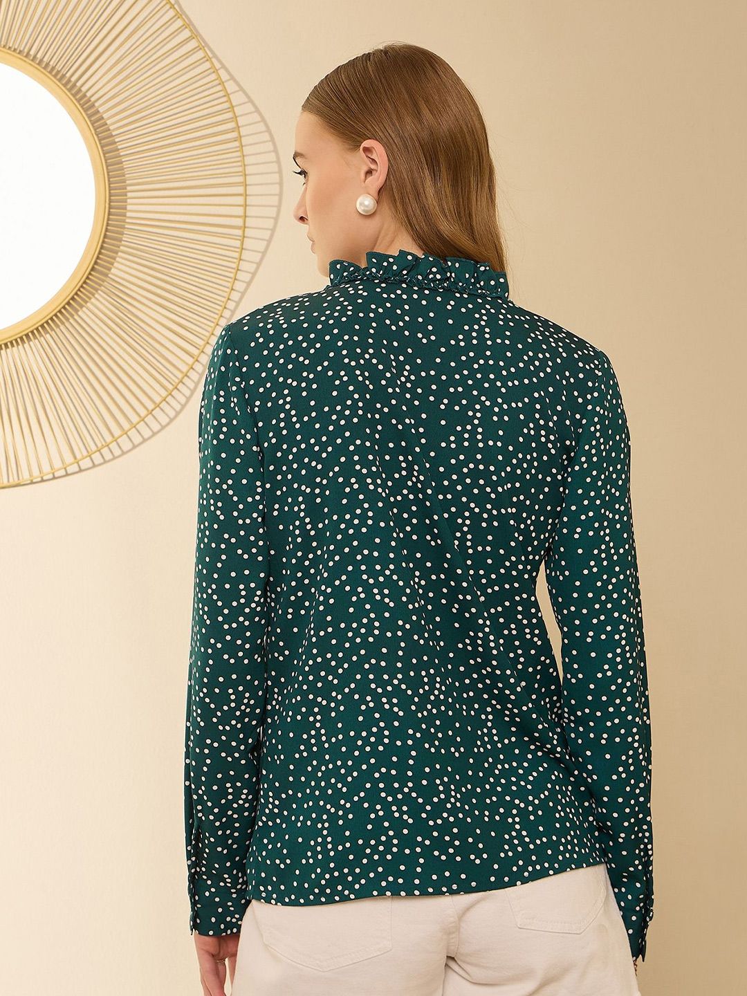 Berrylush V-Neck Polka Dots Printed Top