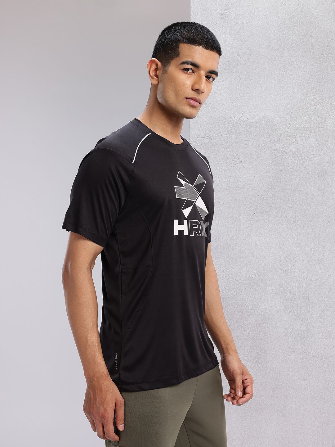 HRX by Hrithik Roshan Brand Logo Print Rapid-Dry Training T-shirt