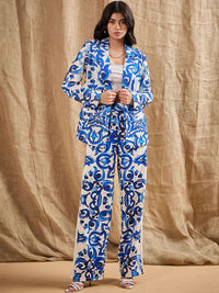 SASSAFRAS Floral Printed Open Front Blazers