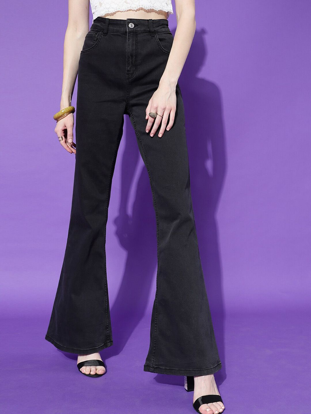 STREET 9 Women Black Hottie Skinny Fit High-Rise Highly Distressed Jeans 98% Cotton