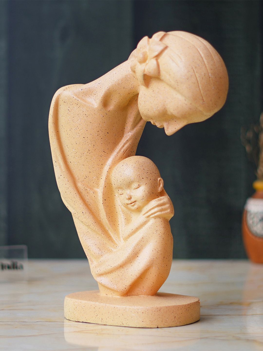 eCraftIndia Off White Medium Mother with Child Sculpture Human Figurine Showpiece