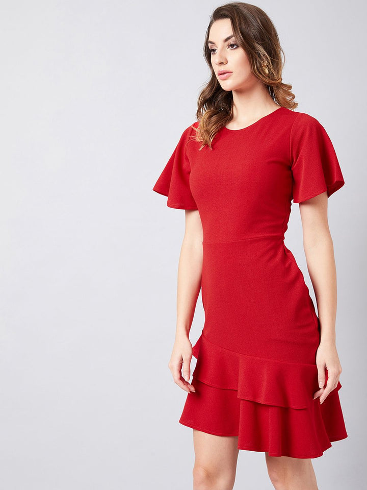 Athena Women Red Solid Sheath Dress