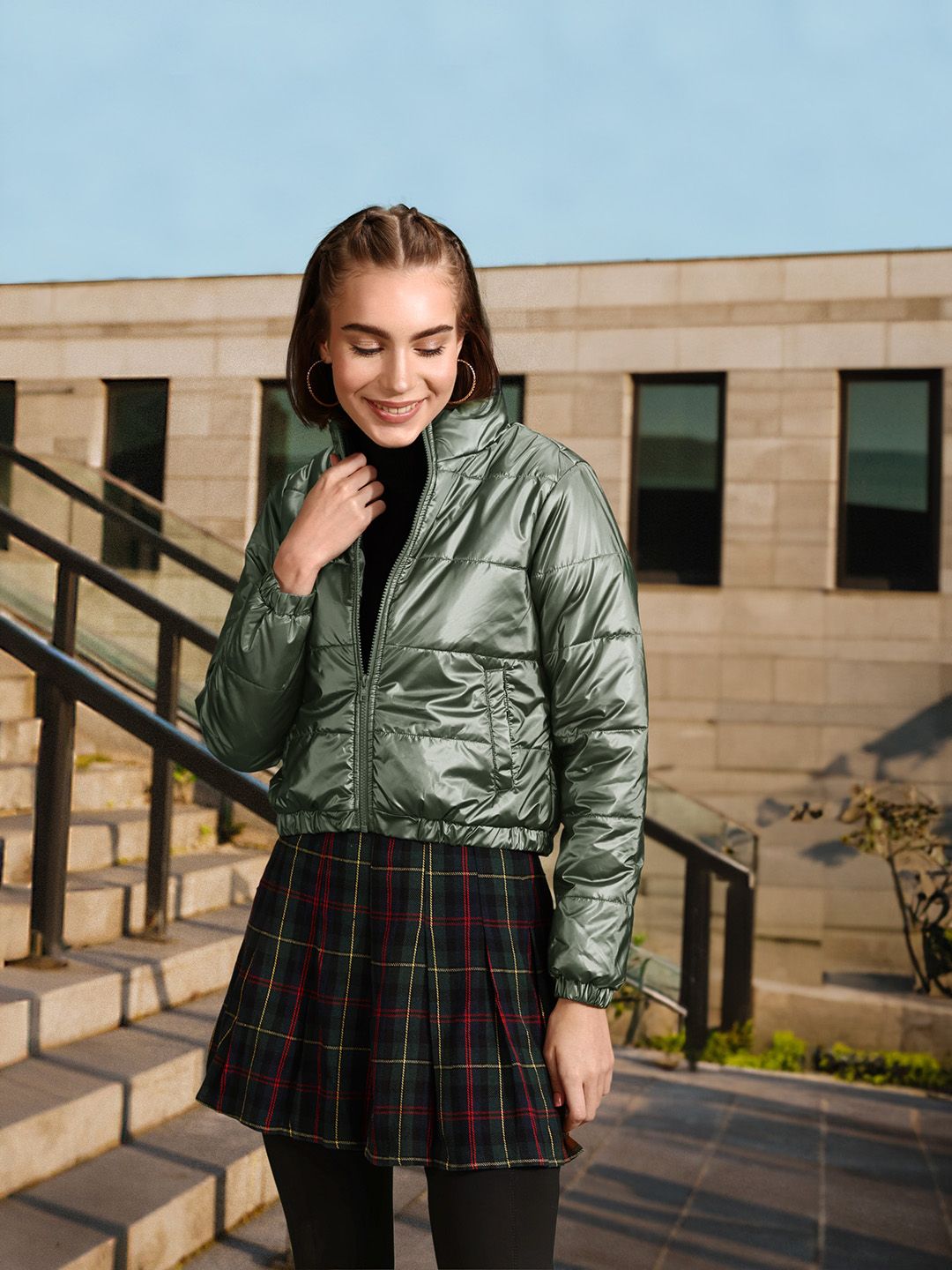 DressBerry Mock Collar Padded Jacket