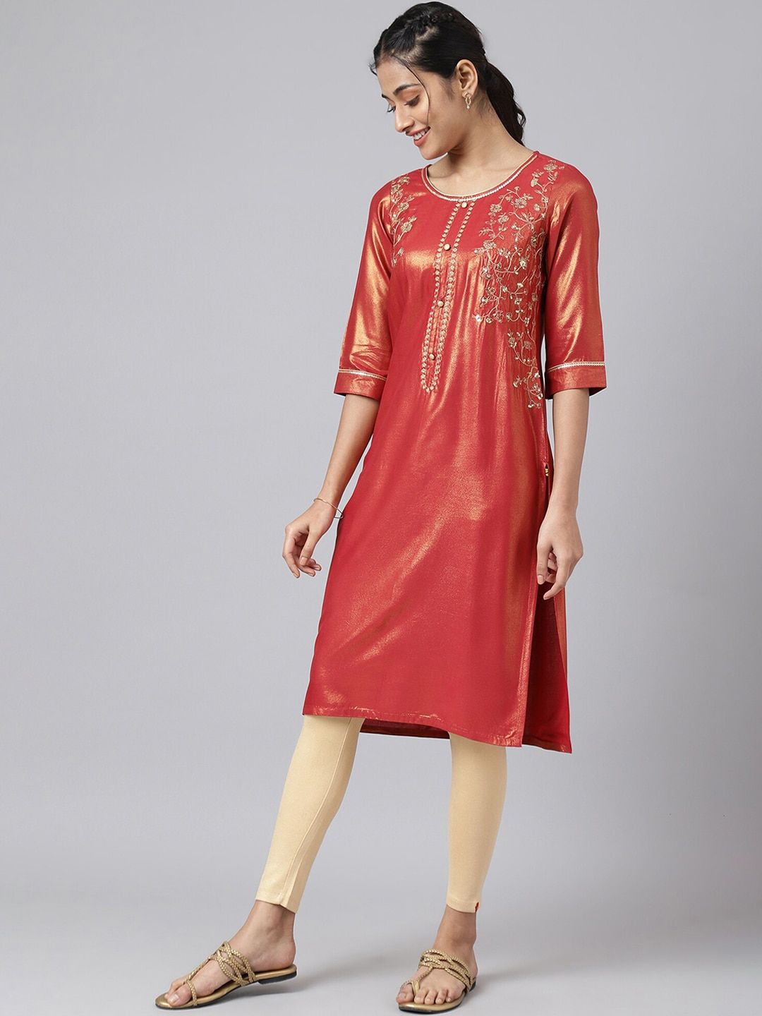 AURELIA Festive Geometric Print Kurta