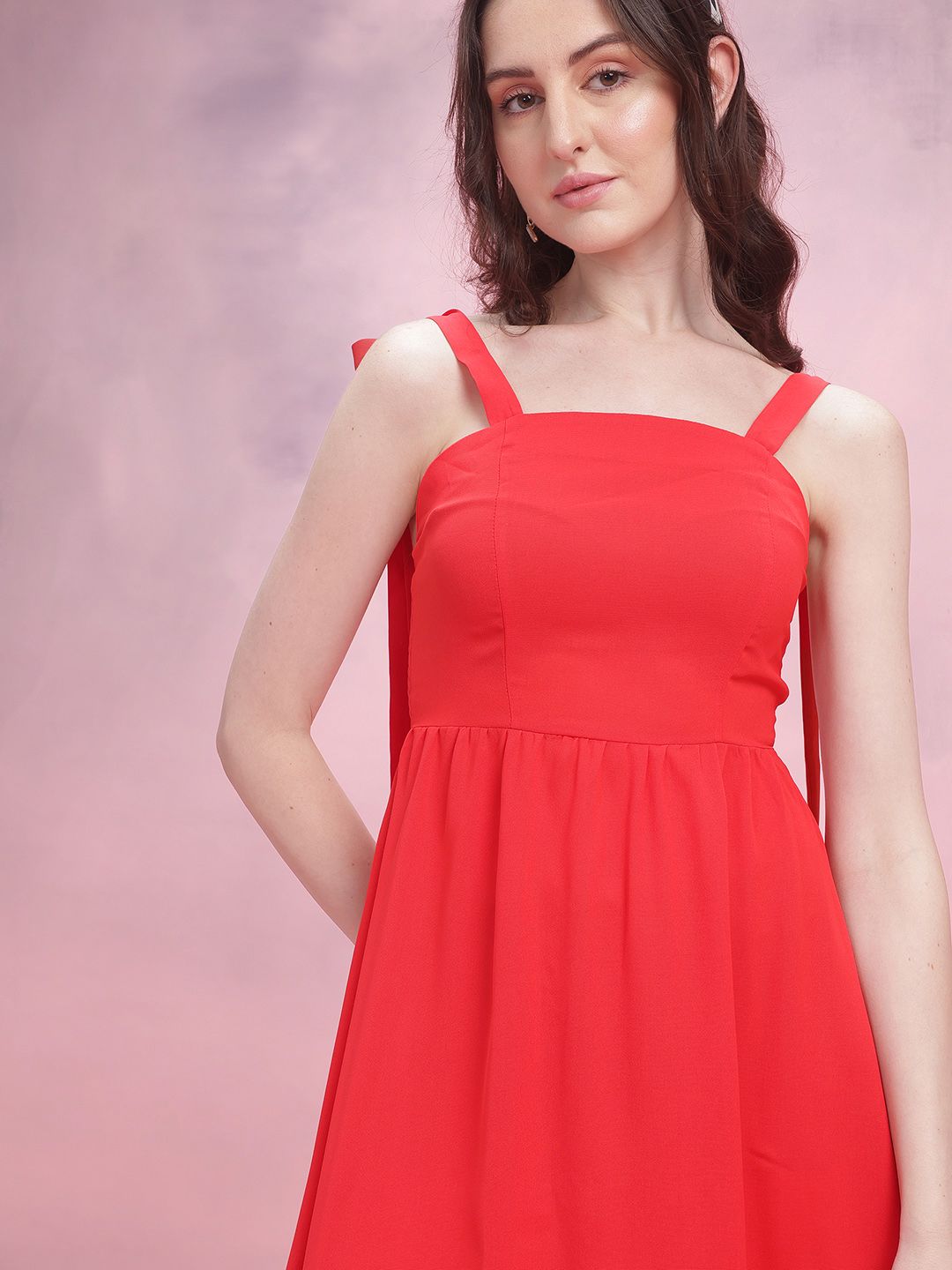 DressBerry Self-Striped Smocked Fit & Flare Dress