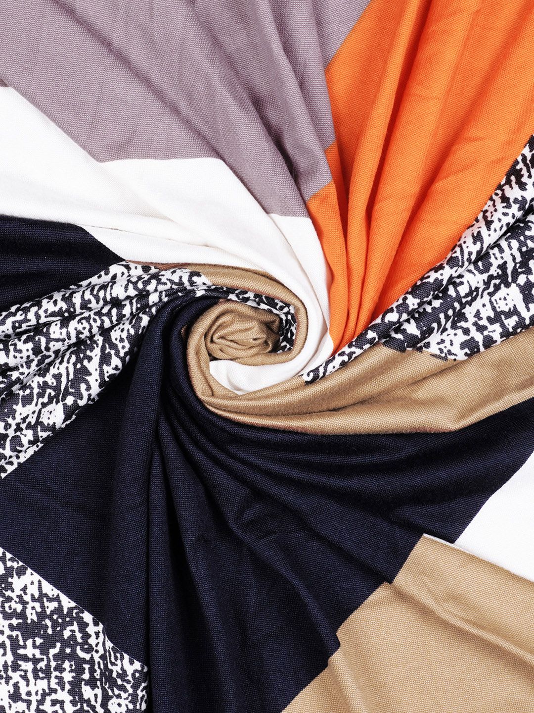 Story@home Orange & Beige Printed 3 Seater Stretchable Sofa Cover With Arms