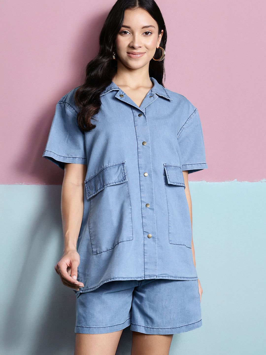 DressBerry Pocket Detail Chambray Co-Ords