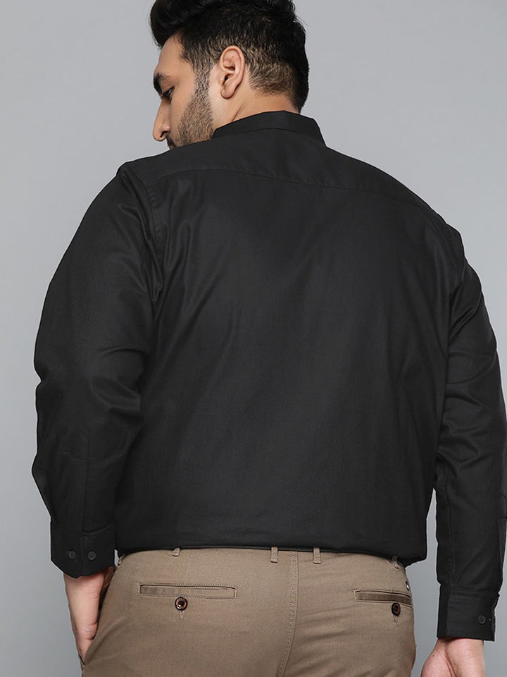 DENNISON Men Black Smart Slim Fit Pure Cotton Solid Formal Shirt