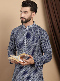 Anouk Ethnic Motifs Embroidered Thread Work Pure Cotton Straight Kurta with Churidar