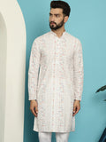 SOJANYA Kurta Lurus Kapas Tulen Sulam Geometrik
