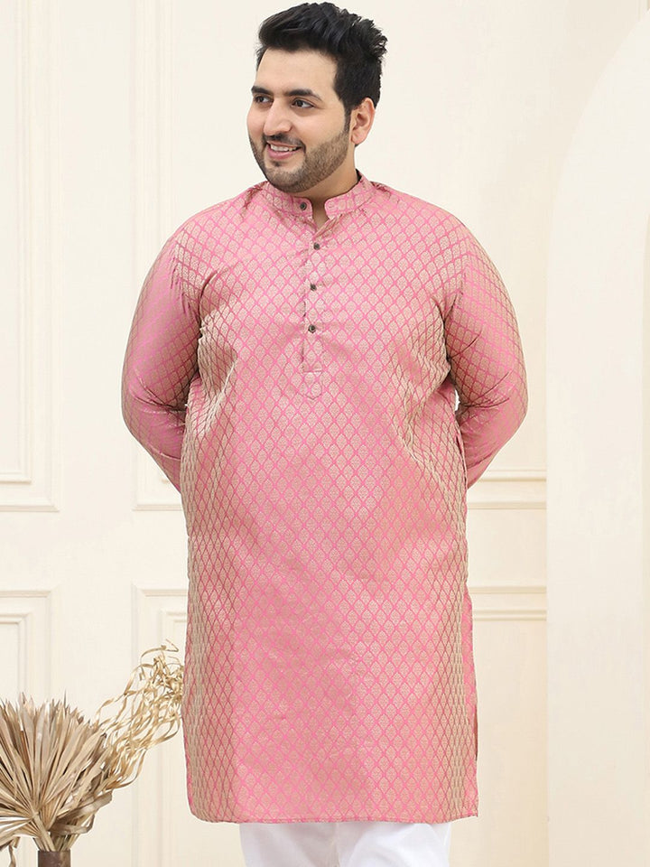 SOJANYA PLUS Ethnic Motifs Woven Design Band Collar Straight Kurta