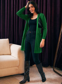 Berrylush Longline Open Front Acrylic Sweater