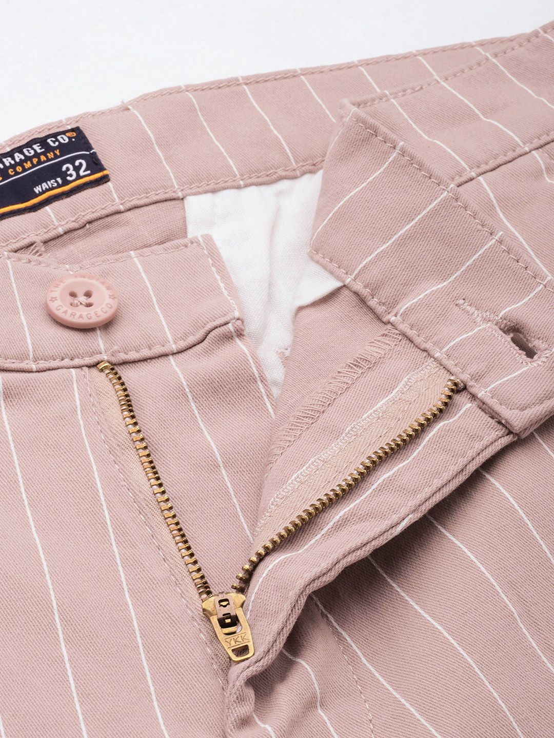 The Indian Garage Co Men Striped Slim Fit Chinos