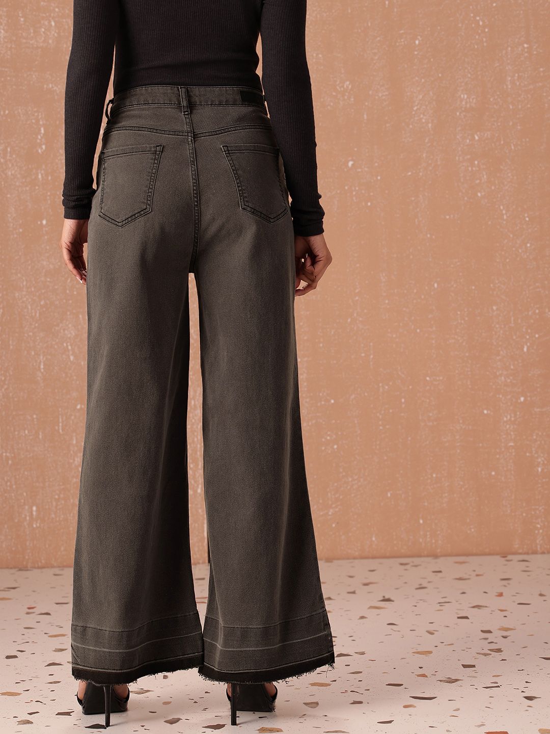 all about you Women Wide Leg High-Rise Light Fade Stretchable Jeans