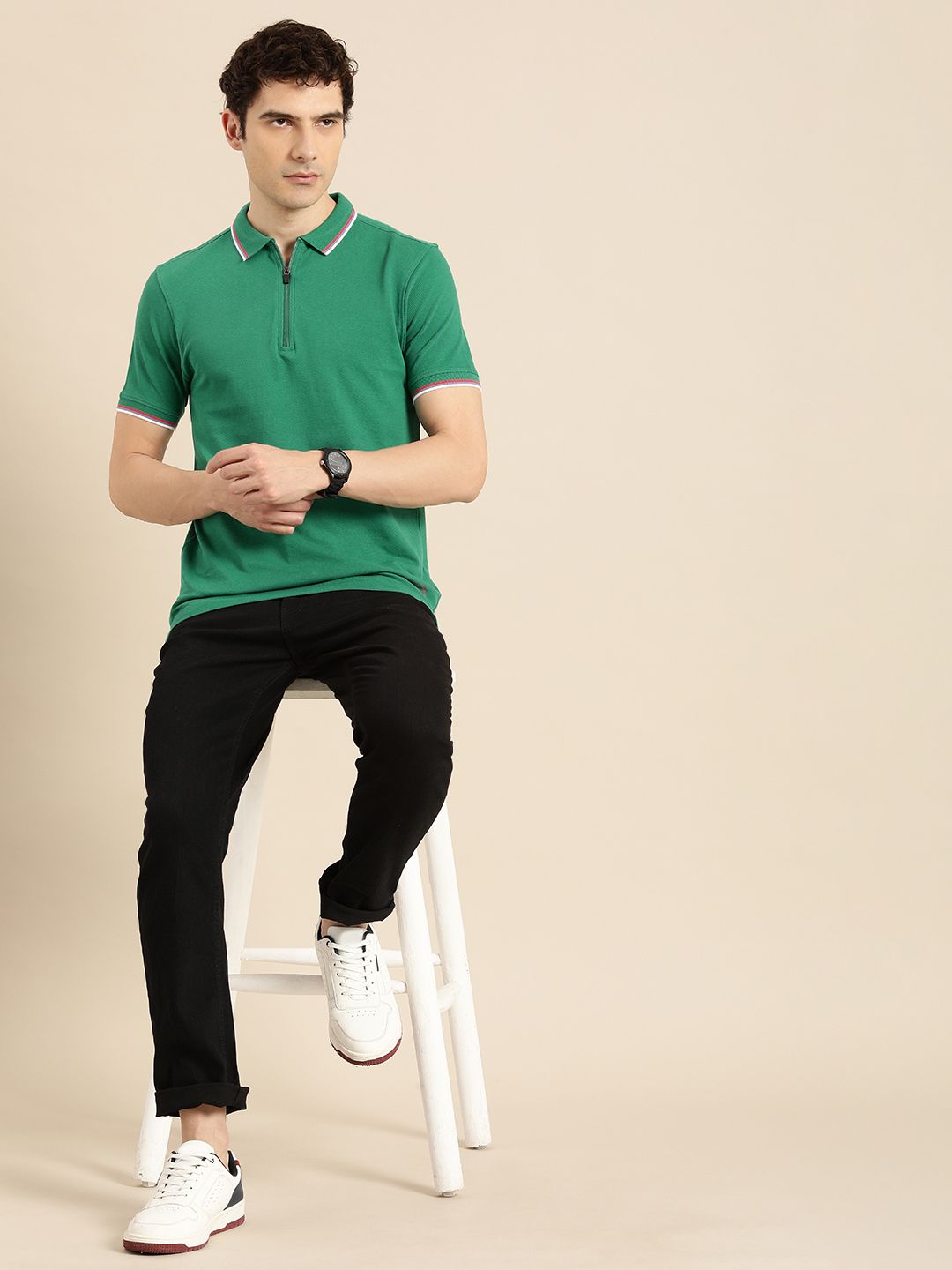 Being Human Polo Collar Pure Cotton T-shirt