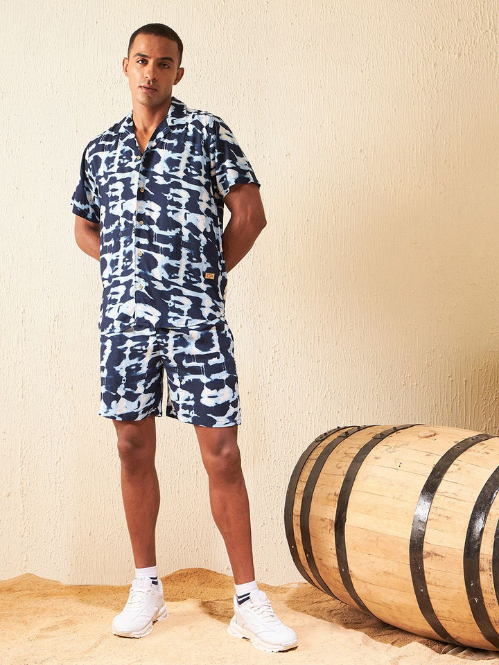 Dennison Printed Cuban Collar Comfort Fit Shirt With Shorts Co-ords