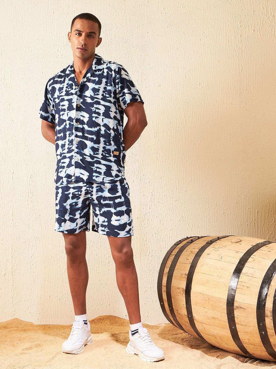 Dennison Printed Cuban Collar Comfort Fit Shirt With Shorts Co-ords