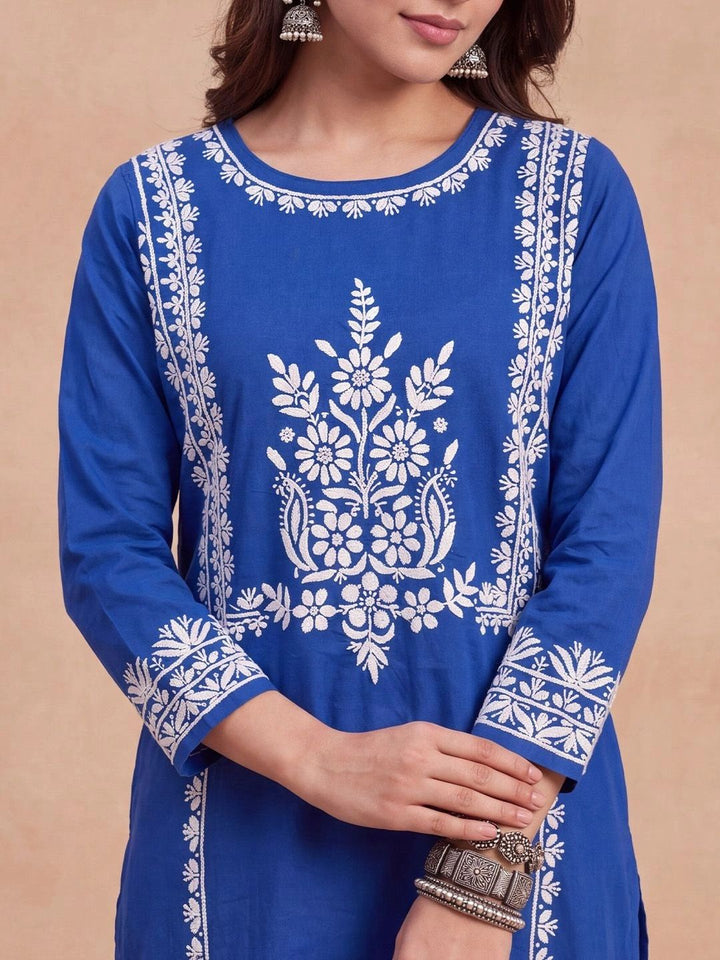 Kurta Sulam Benang Sulam Wanita Rumah Chikankari