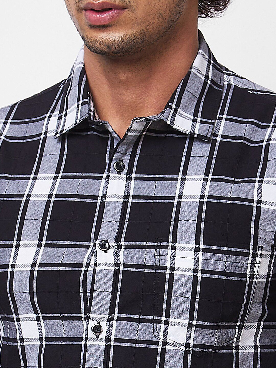 SPYKAR Tartan Checked Spread Collar Cotton Casual Shirt