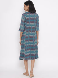 W Striped A-Line Midi Cotton Dress