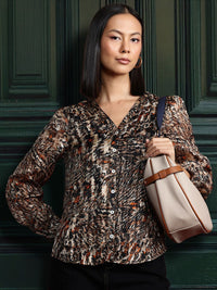 all about you Animal Print Collarless Casual Shirt