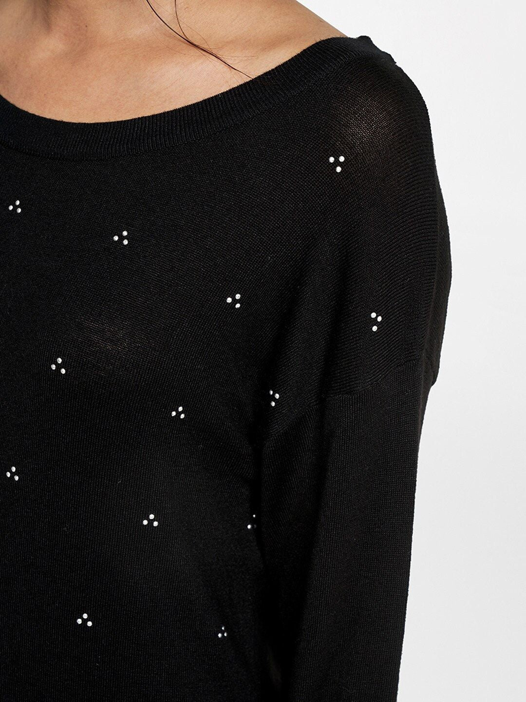 AND Women Black Geometric Print Top