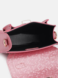 DressBerry Snake Skin Textured Structured Satchel Bag