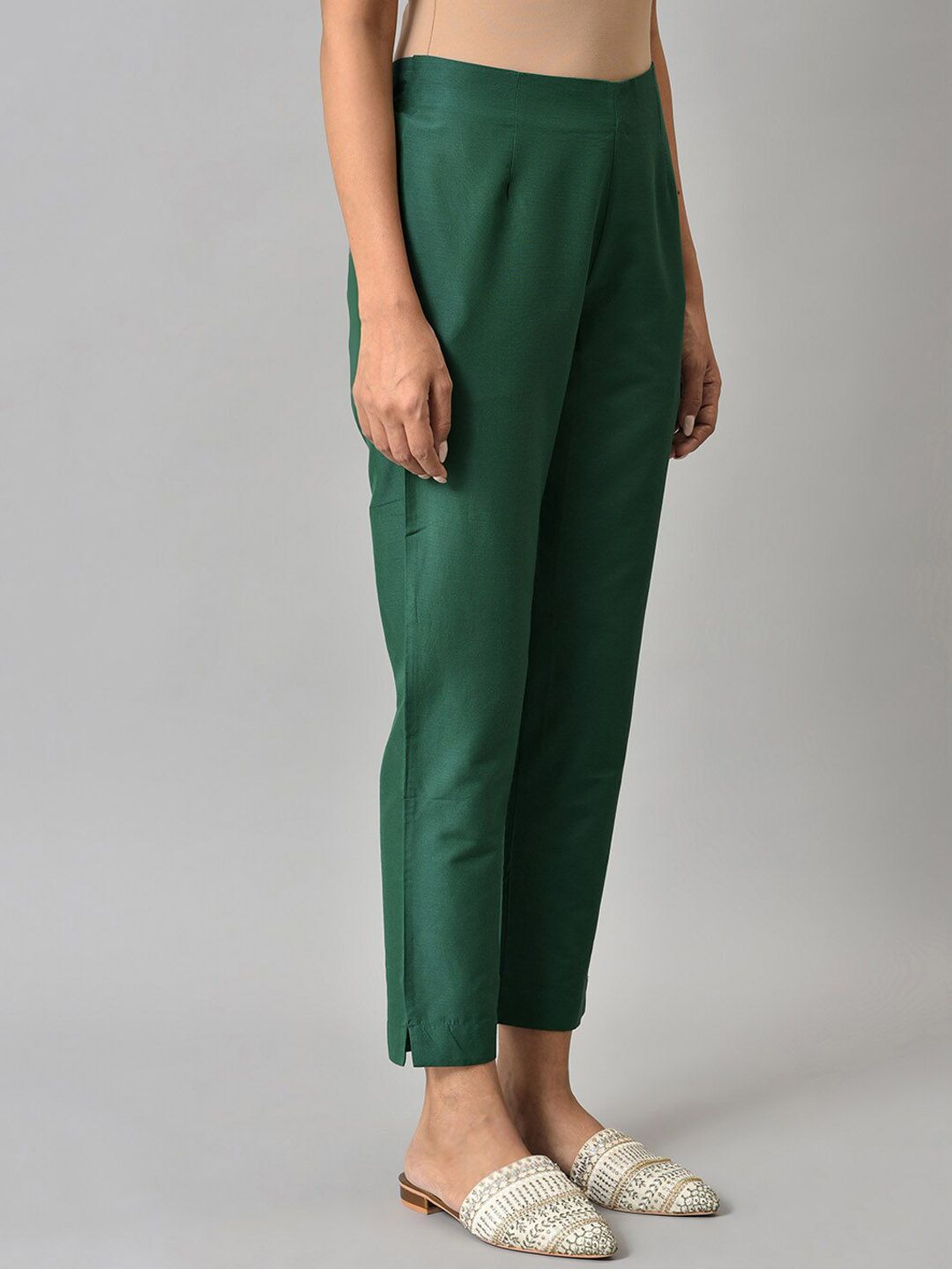 W Women Slim Fit Mid-Rise Cigarette Trousers