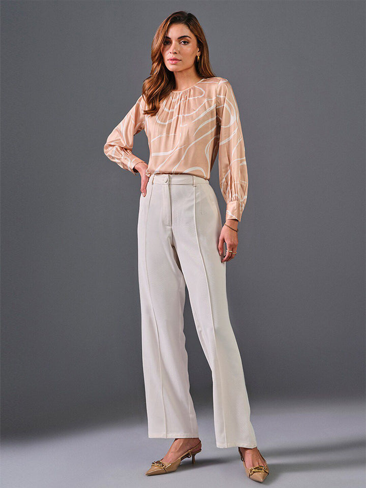 AND Abstract Printed Cuffed Sleeves Top
