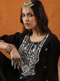 Indo Era Floral Embroidered Notch Neck Thread Work Straight Kurta