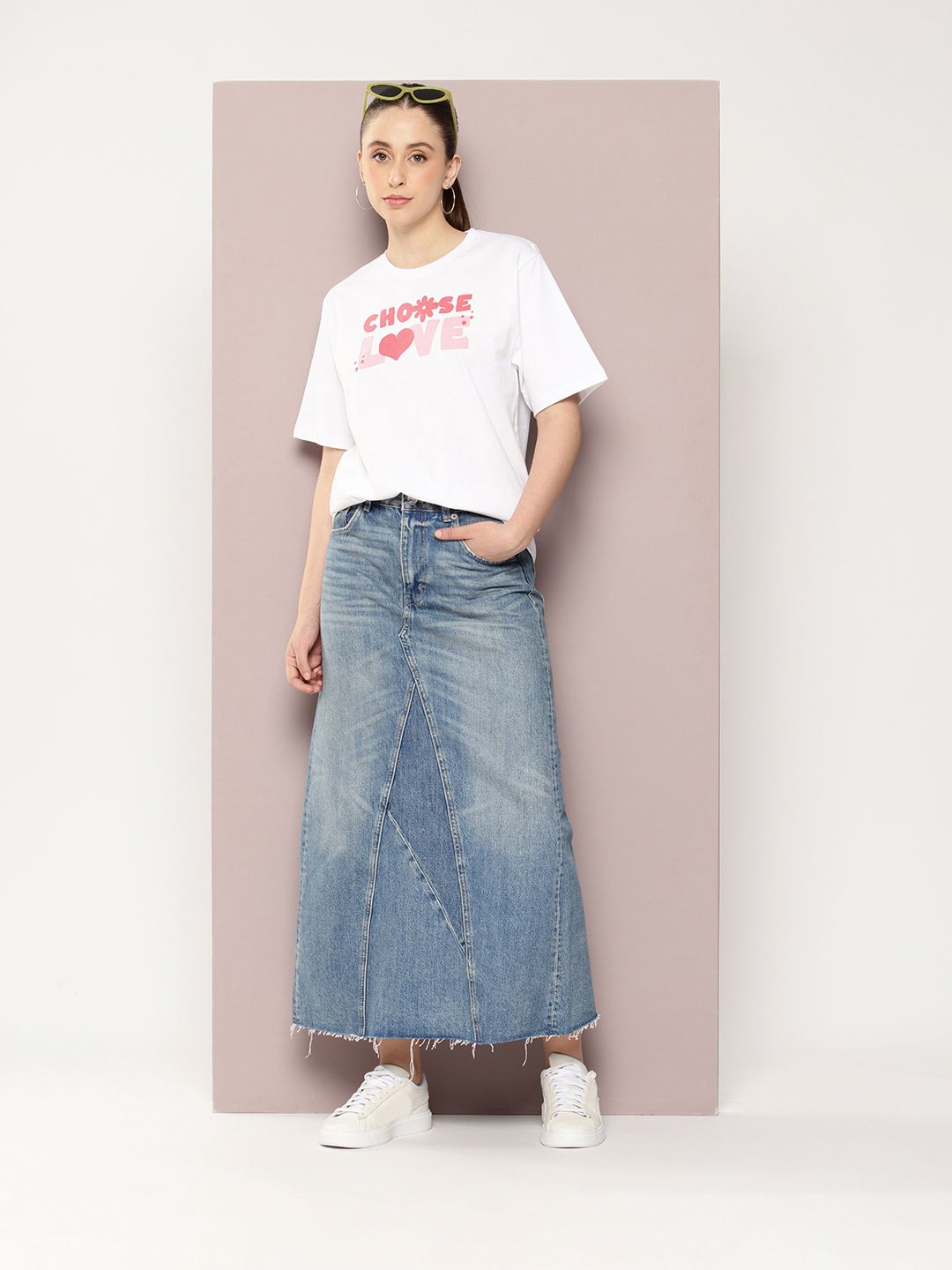 DILLINGER Women Typography Printed Drop-Shoulder Sleeves Oversized Pure Cotton T-shirt