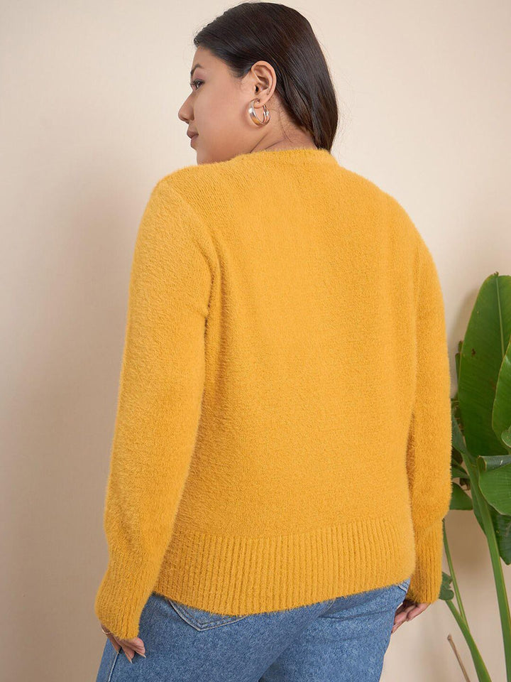 Curvy Street Cable Knit Diri Reka Bentuk Self Pullover Acrylic Sweater