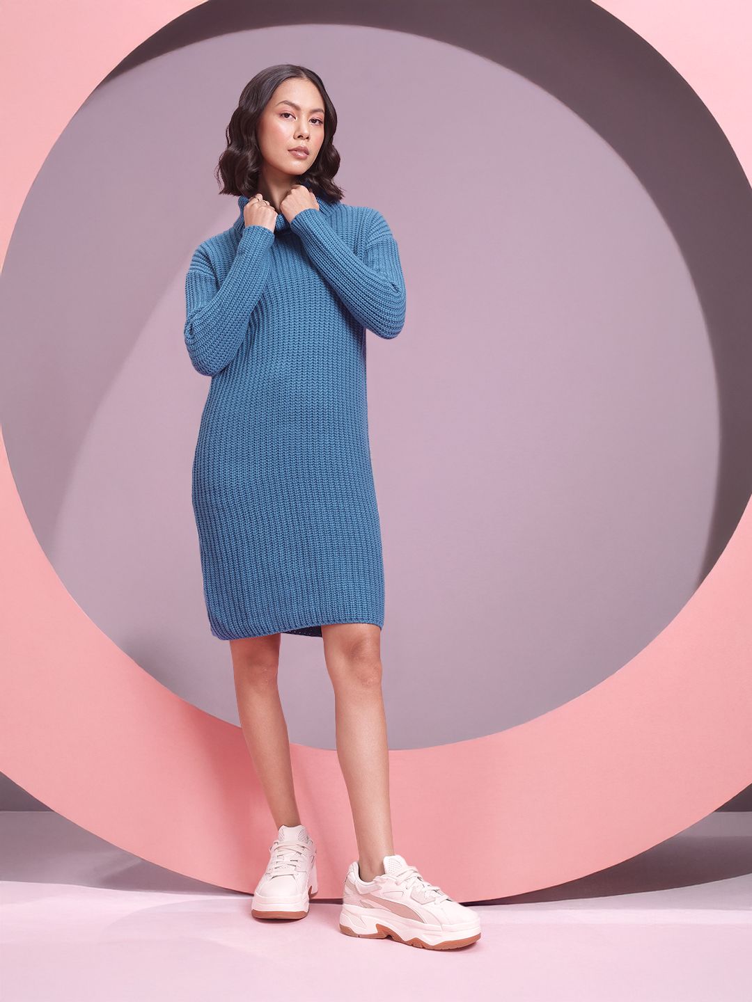 DressBerry Sheath Ribbed Acrylic Winter Dress