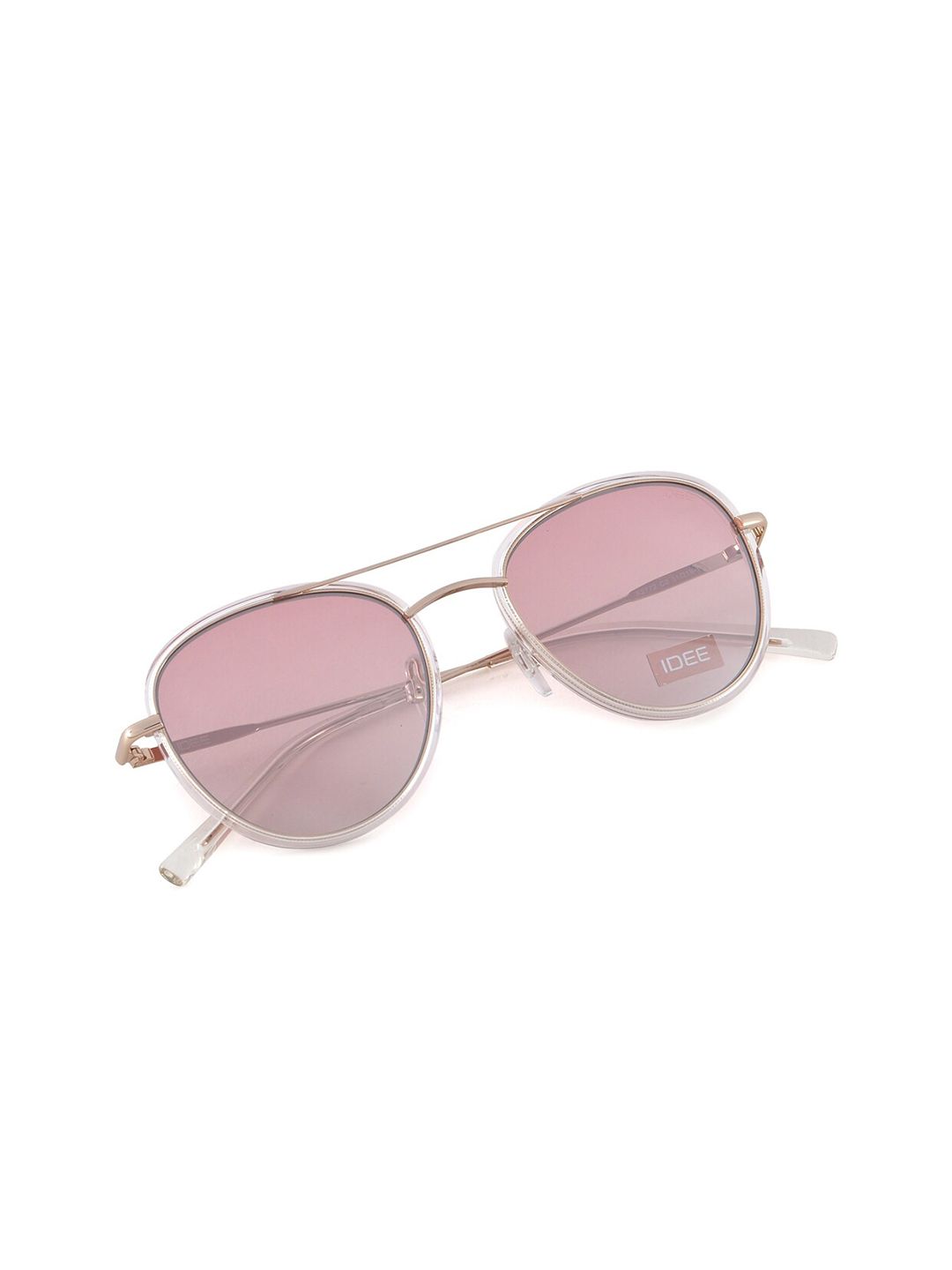 IDEE Women Pink Lens & Gold-Toned Oval Sunglasses with UV Protected Lens IDS2772C2SG
