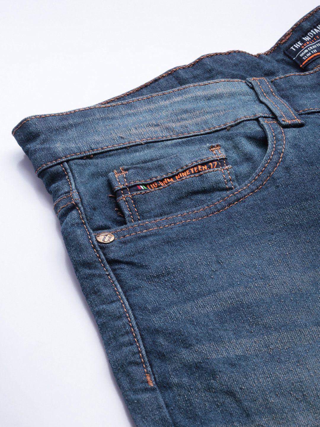 The Indian Garage Co Men Blue Slim Fit Light Fade Stretchable Jeans